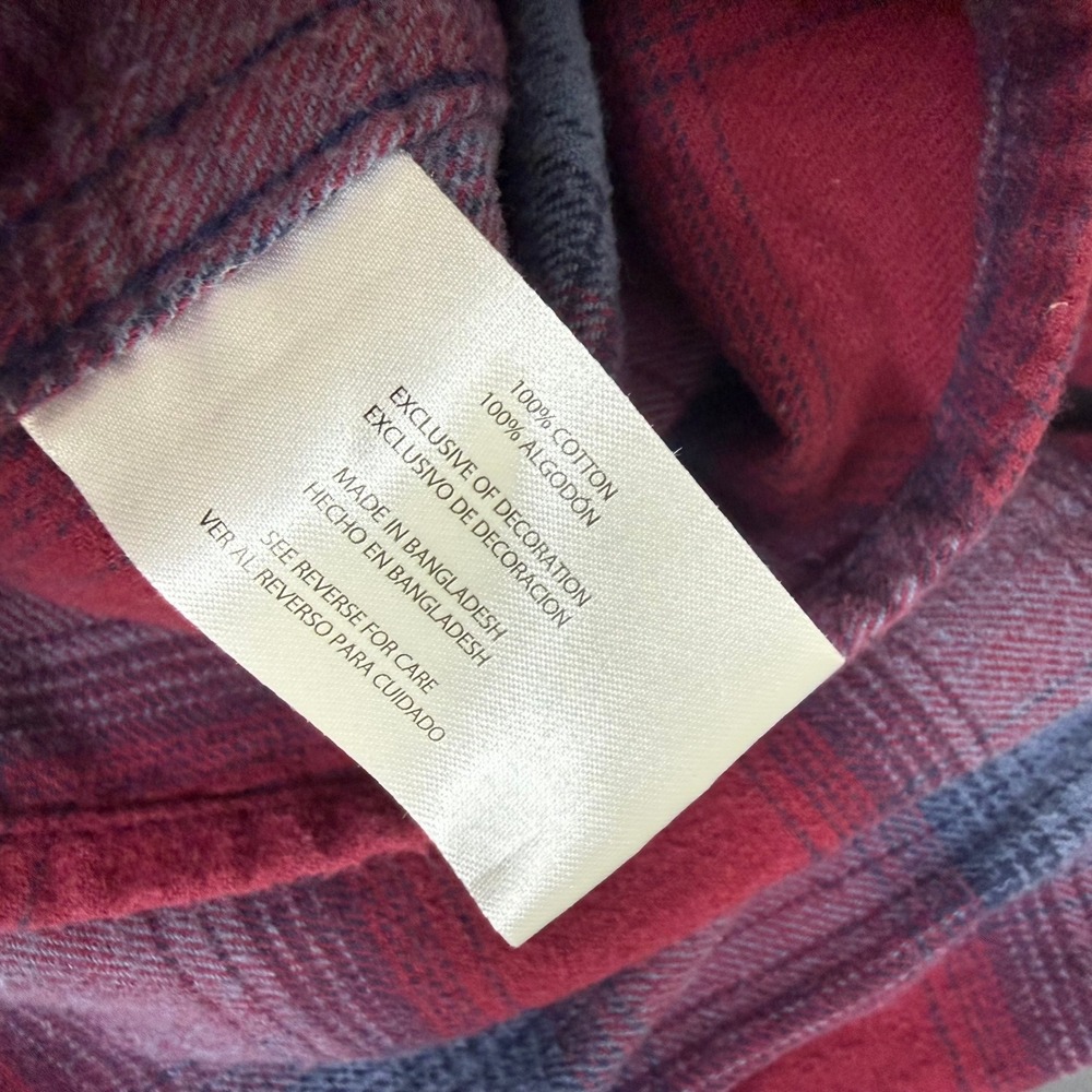 Eddie Bauer Flannel Shirt Mens M Red Blue Plaid Long Sleeve Cotton Button Up - Picture 5 of 5